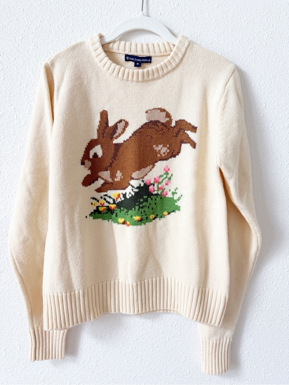 Kiel James Patrick Bunny Rabbit Crewneck Sweater Easter Spring Size Medium